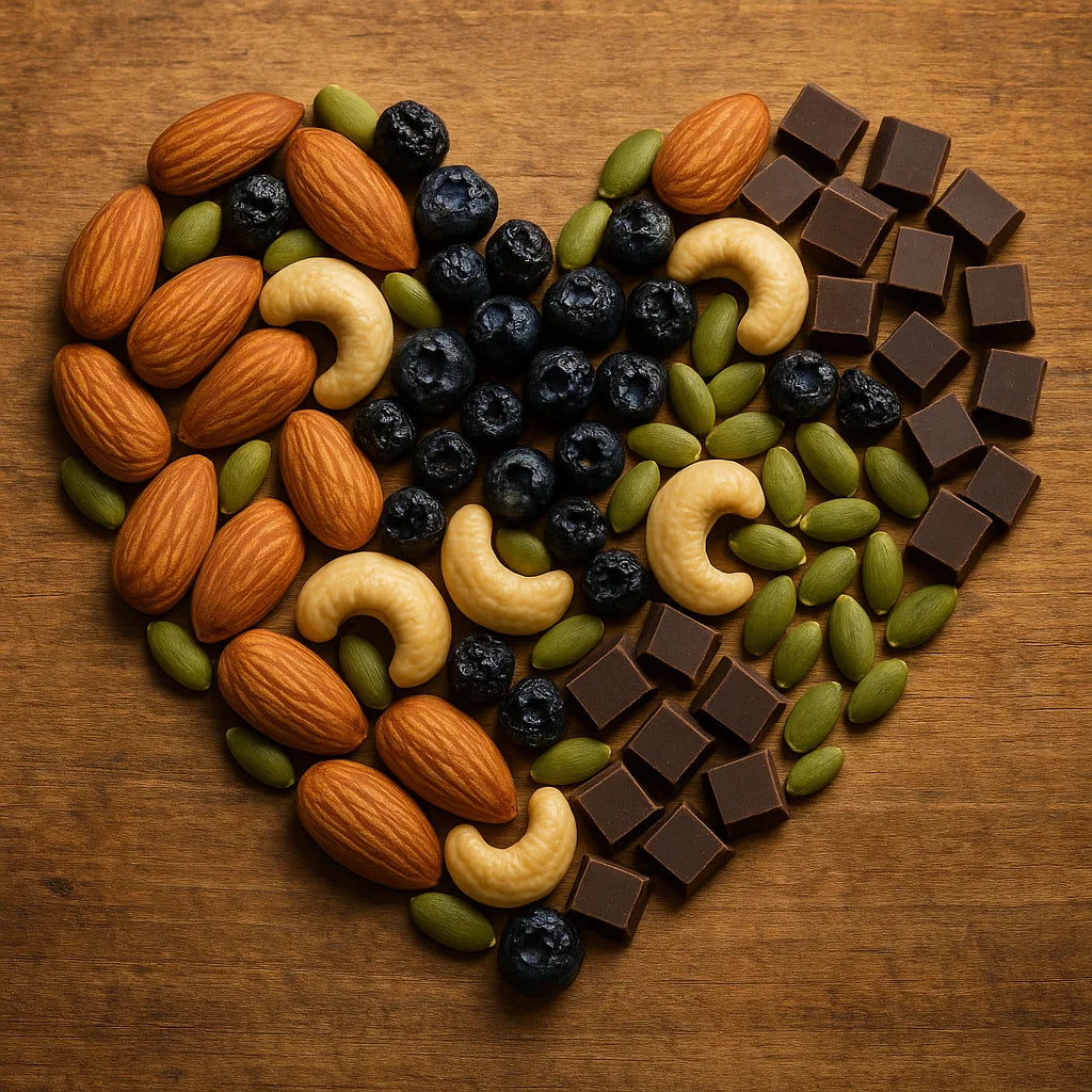 Heart-Conscious Snack Mix – Almonds, Blueberries, Seeds & Dark Chocolate