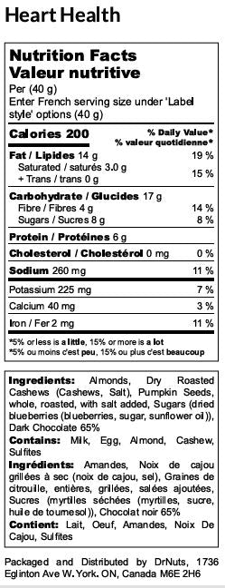 Heart-Conscious Snack Mix – Almonds, Blueberries, Seeds & Dark Chocolate
